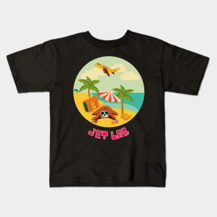 Funny sloth lying jet lagged on the beach Kids T-Shirt